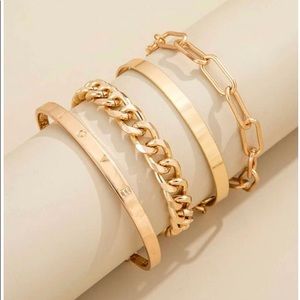 4 gold plated bracelet set